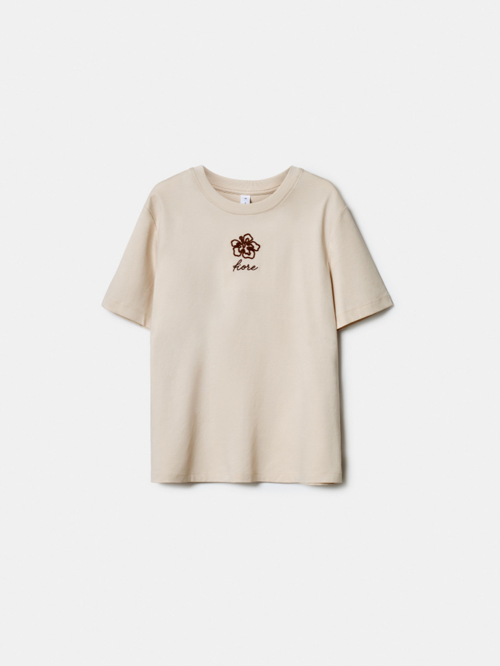 Футболка Sela с вышивкой, бежевый, арт. 52214