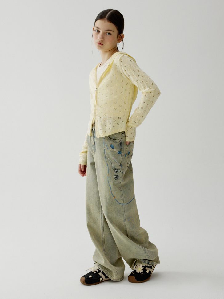 вязаное худи на молнии для девочек по цене 2499 руб вид справа