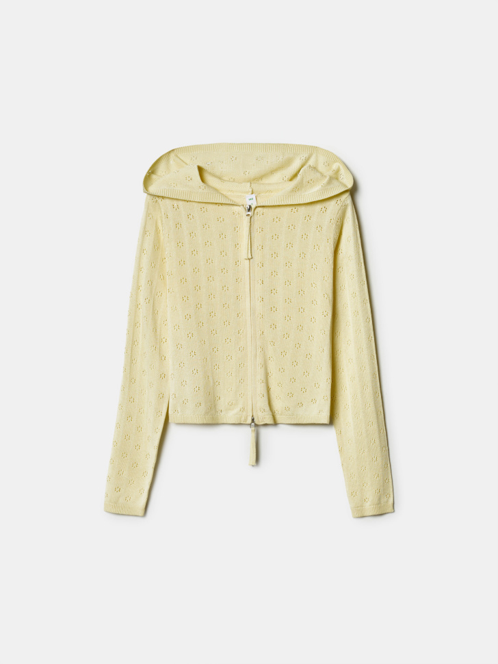 вязаное худи на молнии для девочек из россии вид сбоку