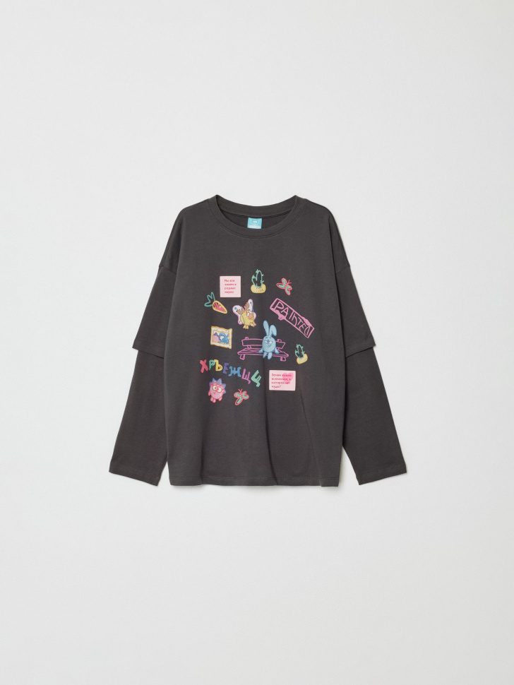 лонгслив оверсайз для девочек с принтом  x смешарики 4610517158512 фотография