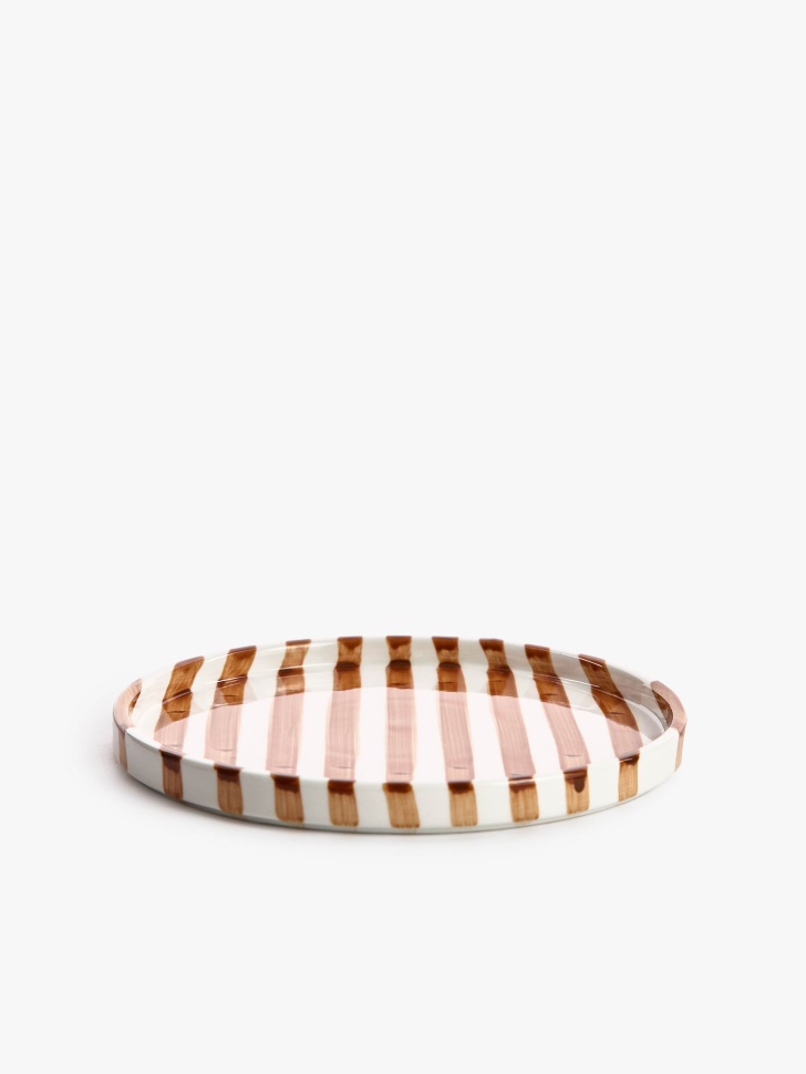 десертная тарелка из костяного фарфора в полоску по цене 899 руб вид справа