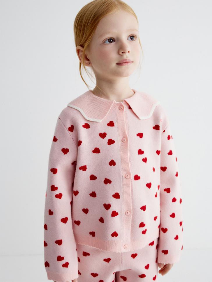 Вязаный кардиган с воротником для девочек 2599₽