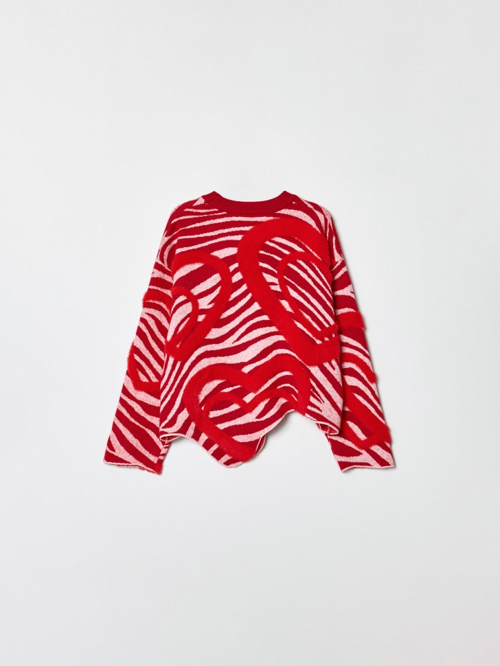 жаккардовый джемпер для девочек от бренда sela вид слева