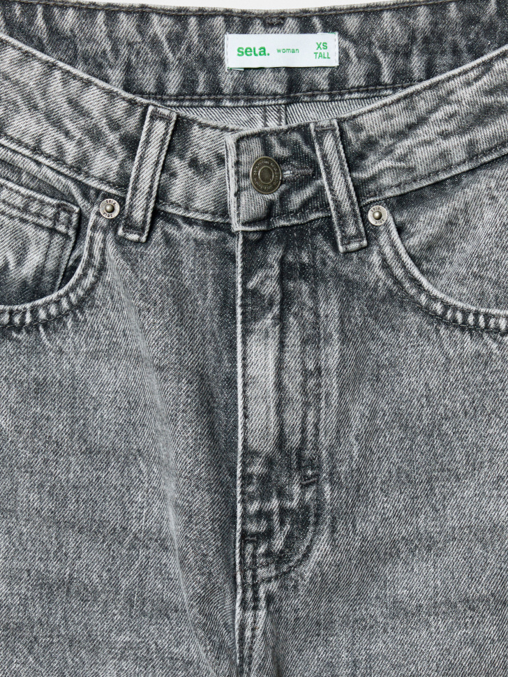 широкие джинсы 411 на высокий рост из органического хлопка от бренда sela вид слева