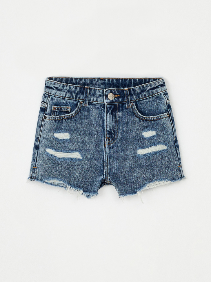 Рваные джинсовые шорты для девочек (синий, 122) sela 4680129501464 - фото 1