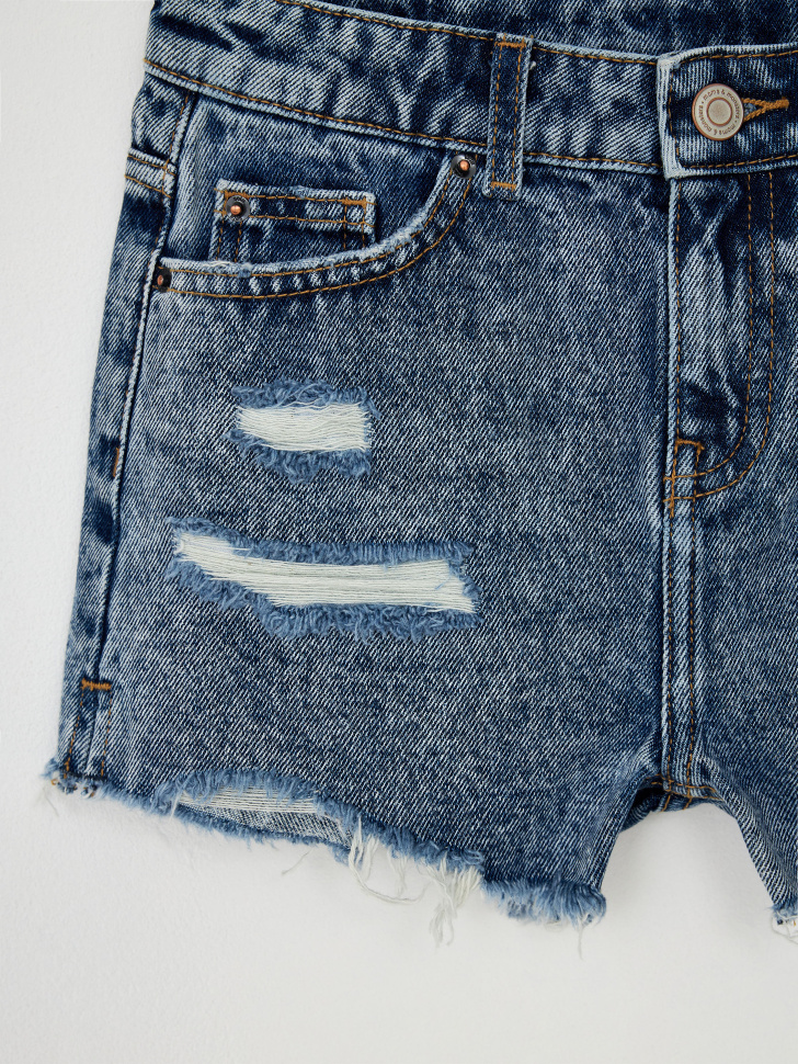Рваные джинсовые шорты для девочек (синий, 122) sela 4680129501464 - фото 3