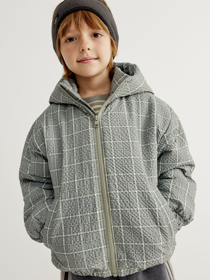 Демисезонная куртка Sela в клетку, серый, арт. 40740