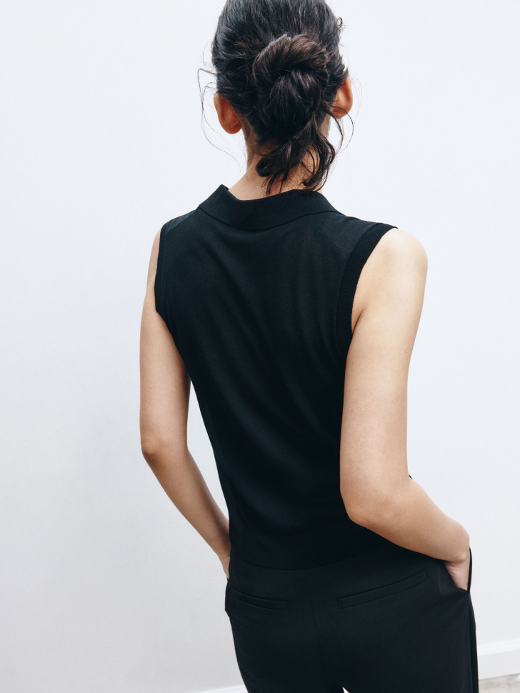 вязаный топ из смесового лиоцелла премиум качества из россии вид сбоку