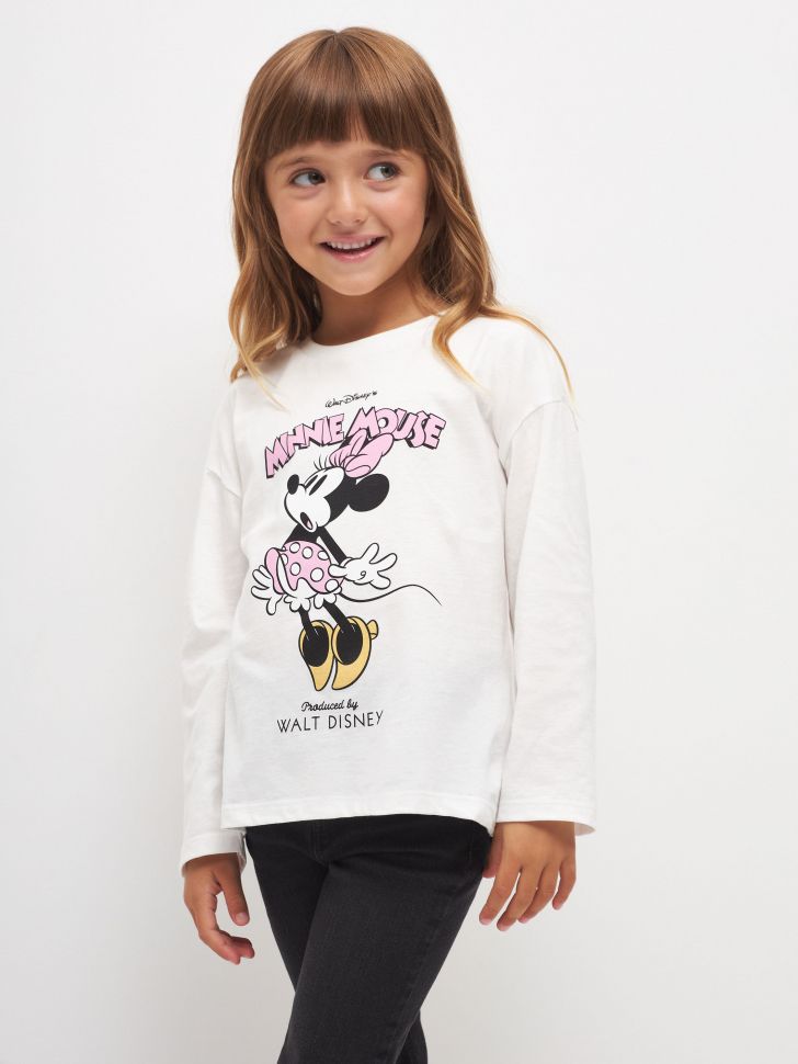 Лонгслив с принтом Disney Minnie Mouse для девочек (белый, 98)