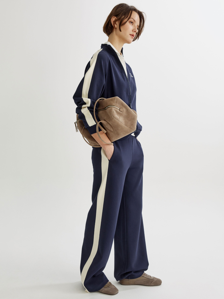 

Прямые брюки с лампасами из пике, SL6804011517