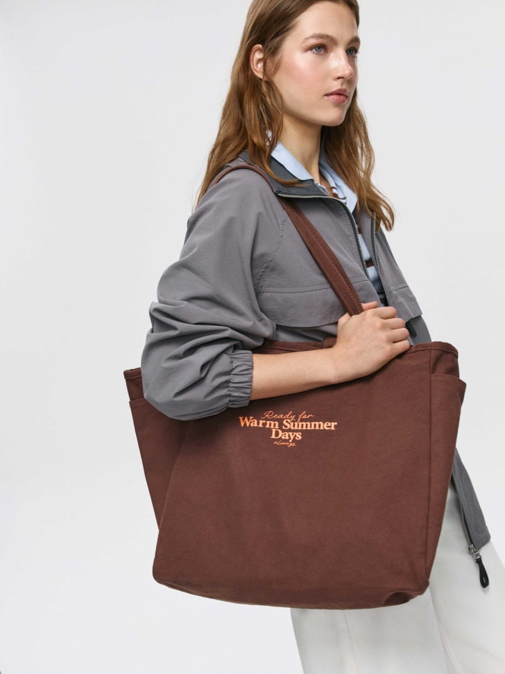 

Хлопковая сумка-шоппер с принтом