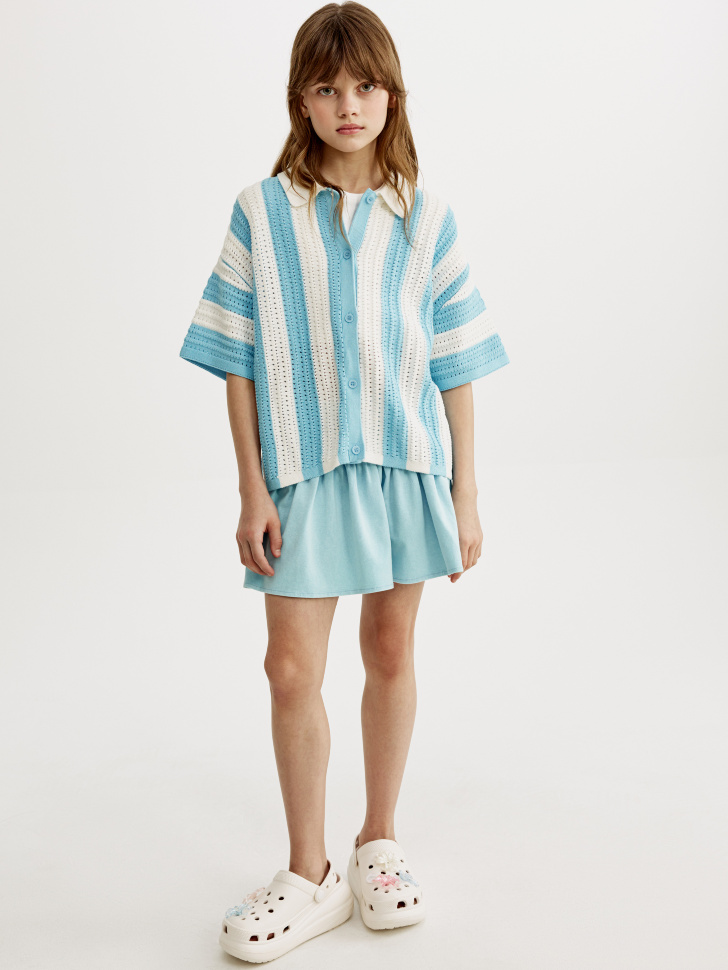 Трикотажная юбка-шорты Sela, голубой, арт. 54337