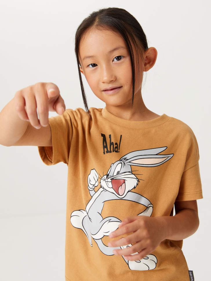 

Футболка с принтом Looney Tunes для девочек, Бежевый