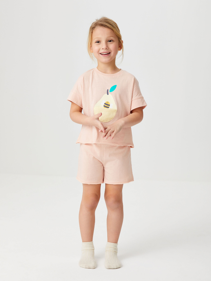 Пижама с ярким принтом для девочек (розовый, 104-110 (4-5 YEARS)) от Sela