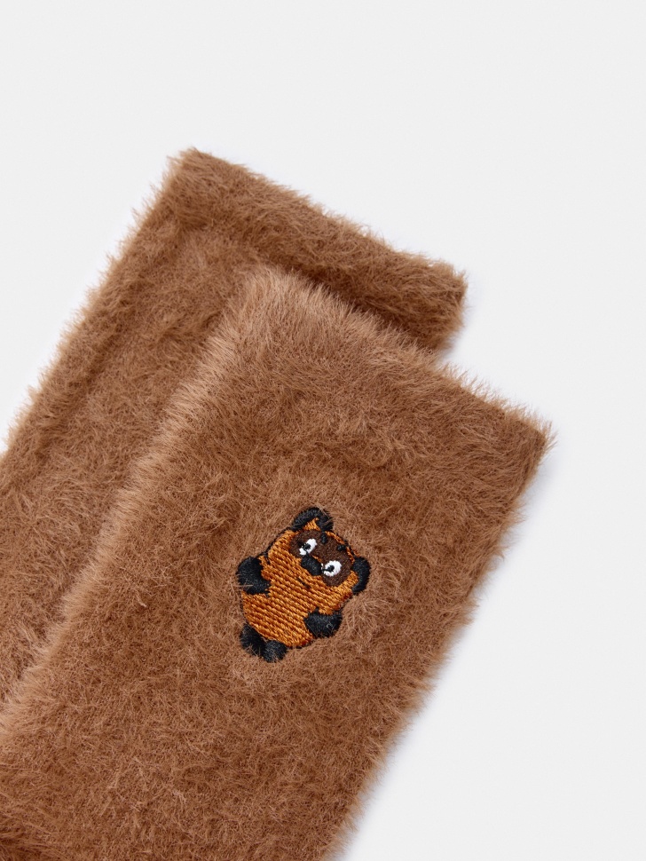 пушистые детские носки с вышивкой  x союзмультфильм от бренда sela вид слева