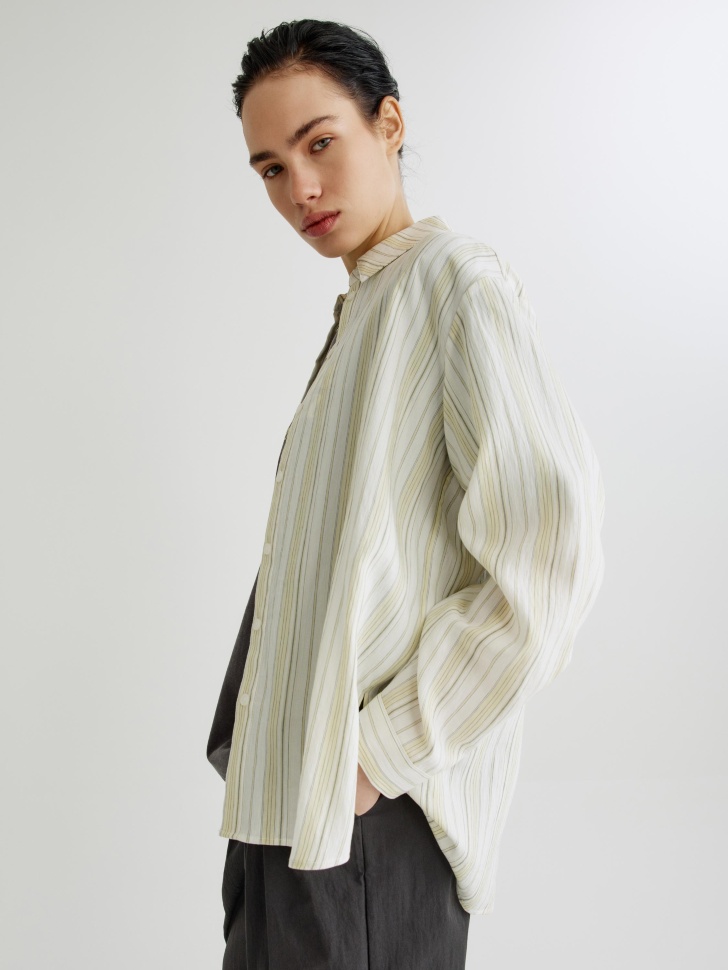 рубашка из лиоцелла в полоску из россии вид сбоку