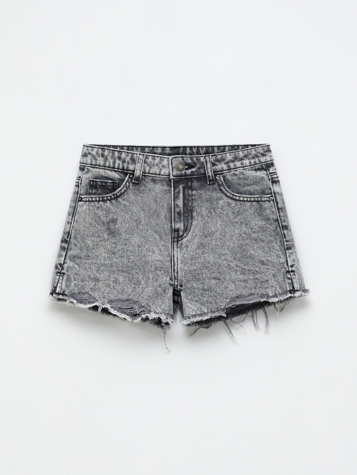 Рваные джинсовые шорты для девочек (серый, 122) sela 4680129501525 - фото 2