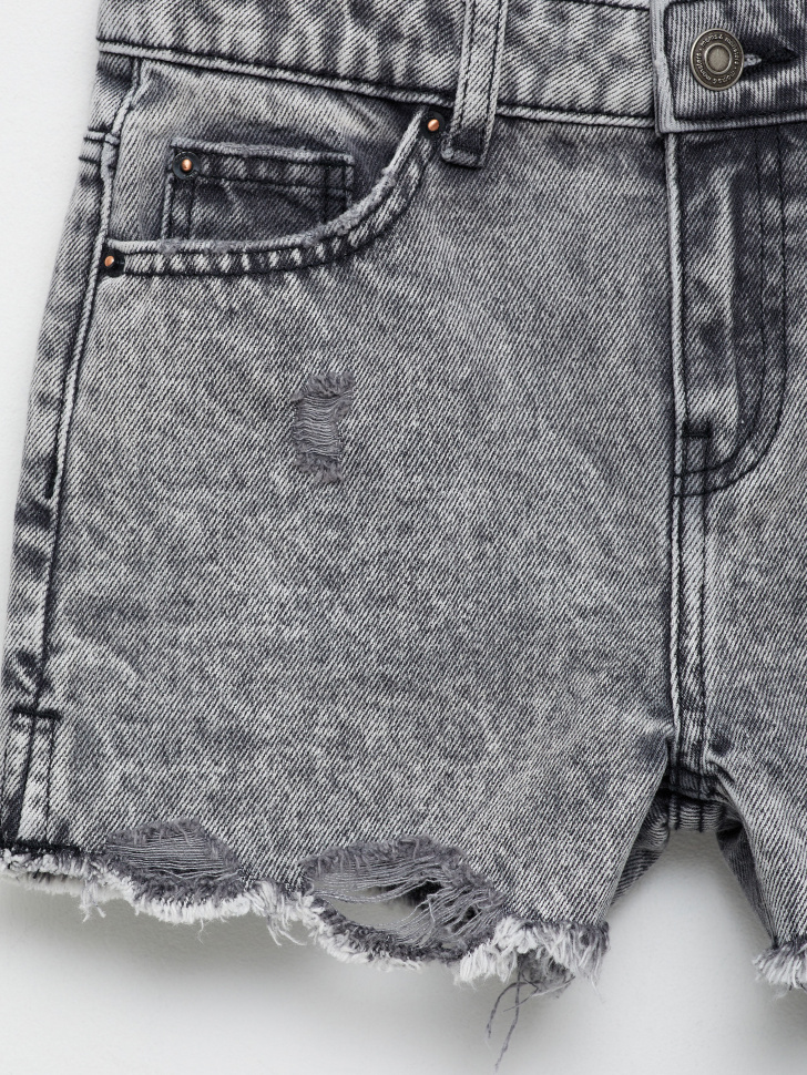 Рваные джинсовые шорты для девочек (серый, 146) sela 4680129501563 - фото 3