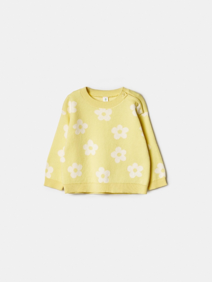 Вязаный джемпер Sela с цветочным принтом для малышей, желтый, арт. 41369